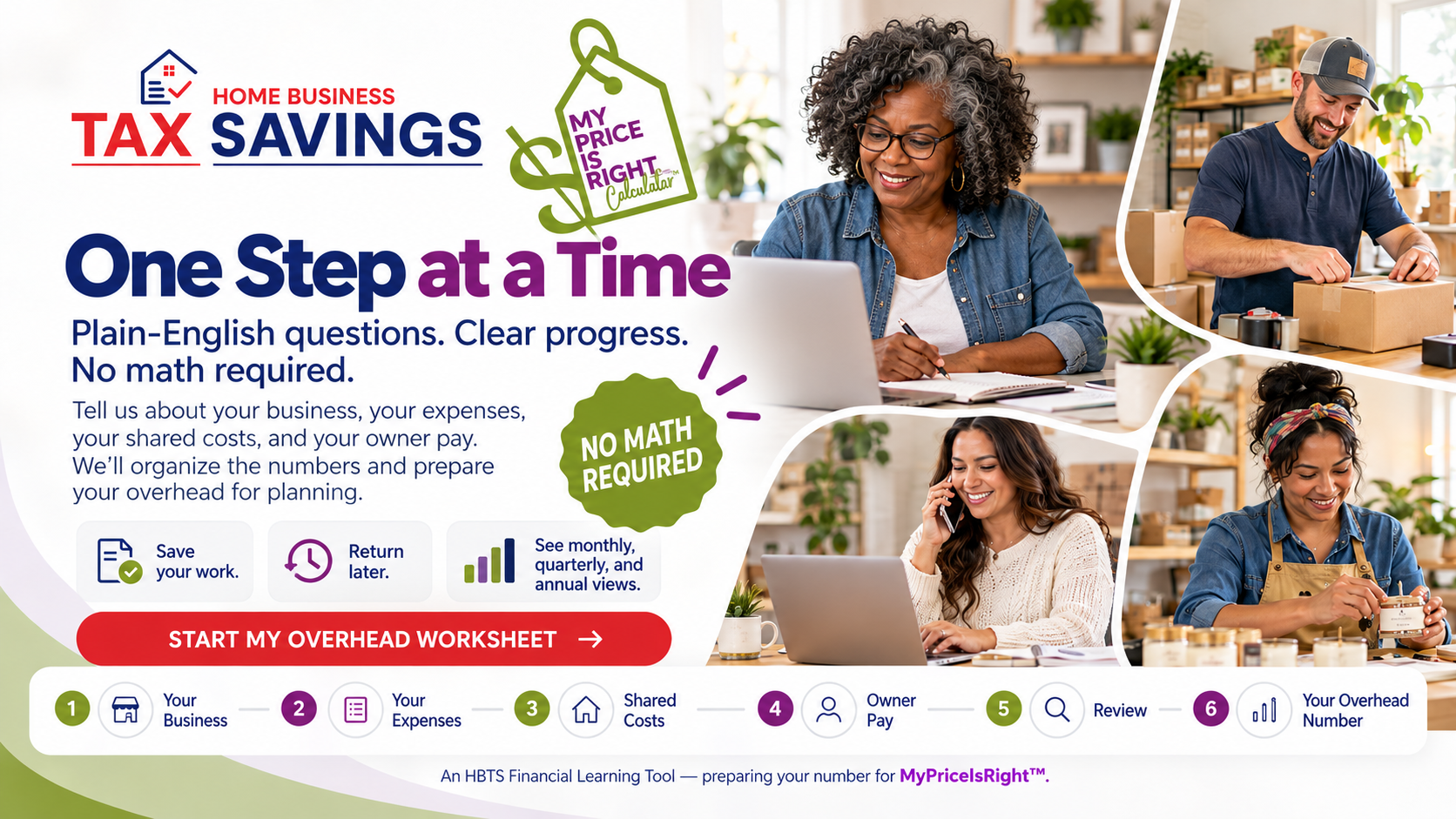 One Step at a Time — a calm, guided financial worksheet.